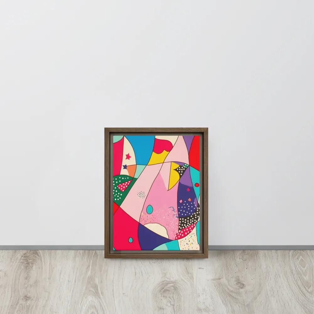 Playful Geometry in Color | Canvas with Brown Frame | 9″×12″