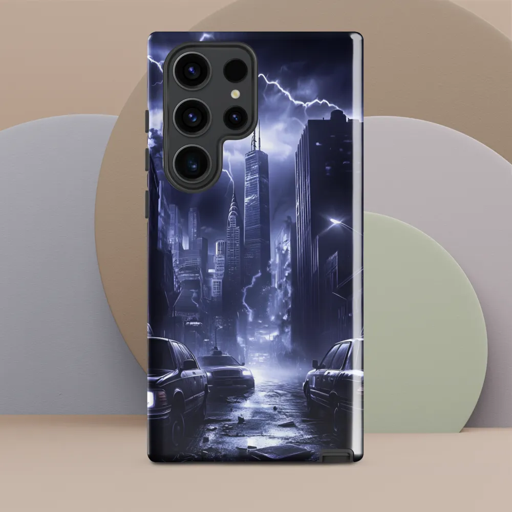 Stormy Cityscape: Shadows of the Night | Phone Case |  S23 Ultra | Tough Case | Glossy