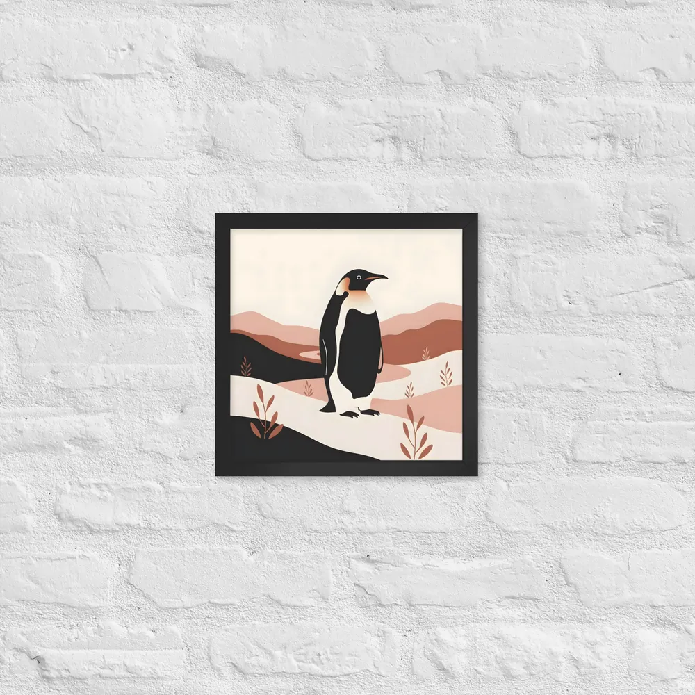 Terracotta Penguin 
 Poster with Black Frame | 12″x 12″