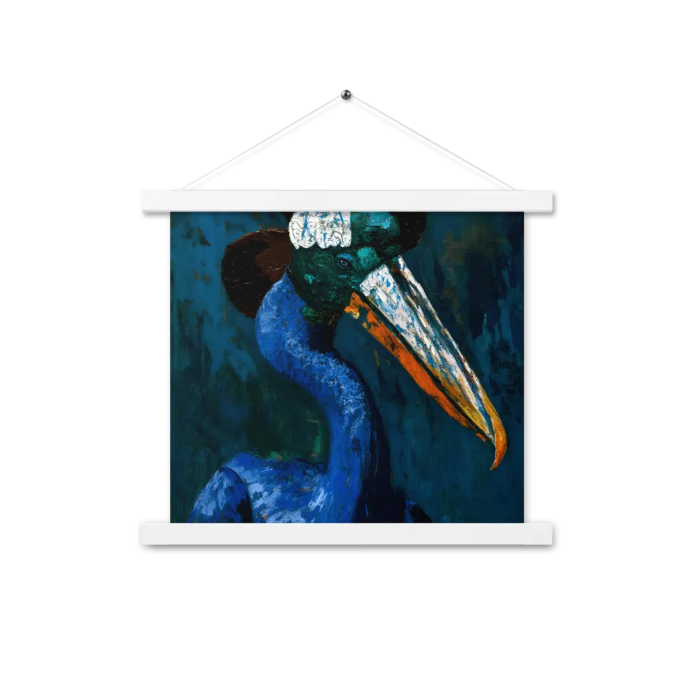 Majestic Absurdity: The Hat-Wearing Bird | Poster With White Wood Hanger | 14″×14″