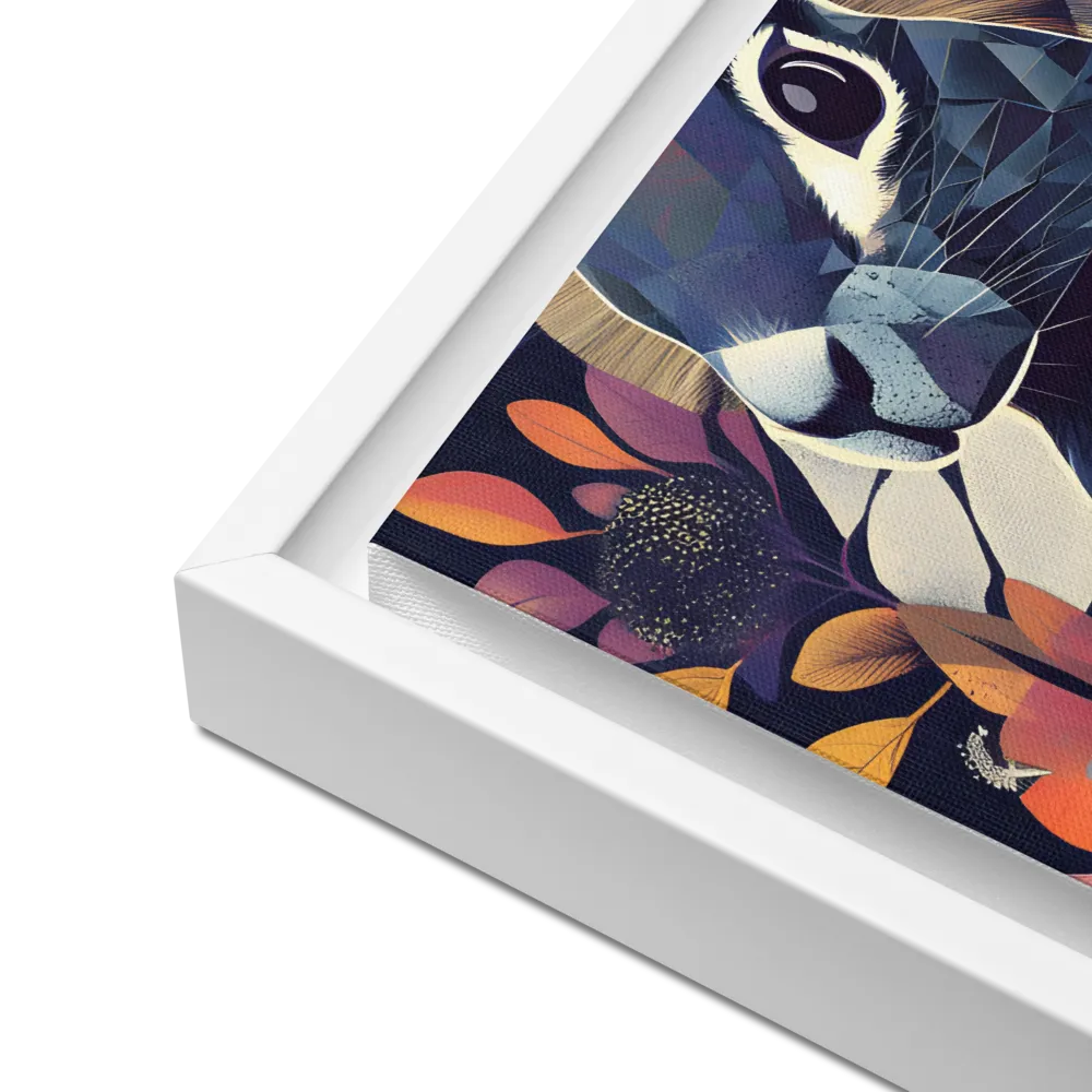 Ethereal Bunny: A Geometric Wonderland | Canvas with White Frame | 12″×16″