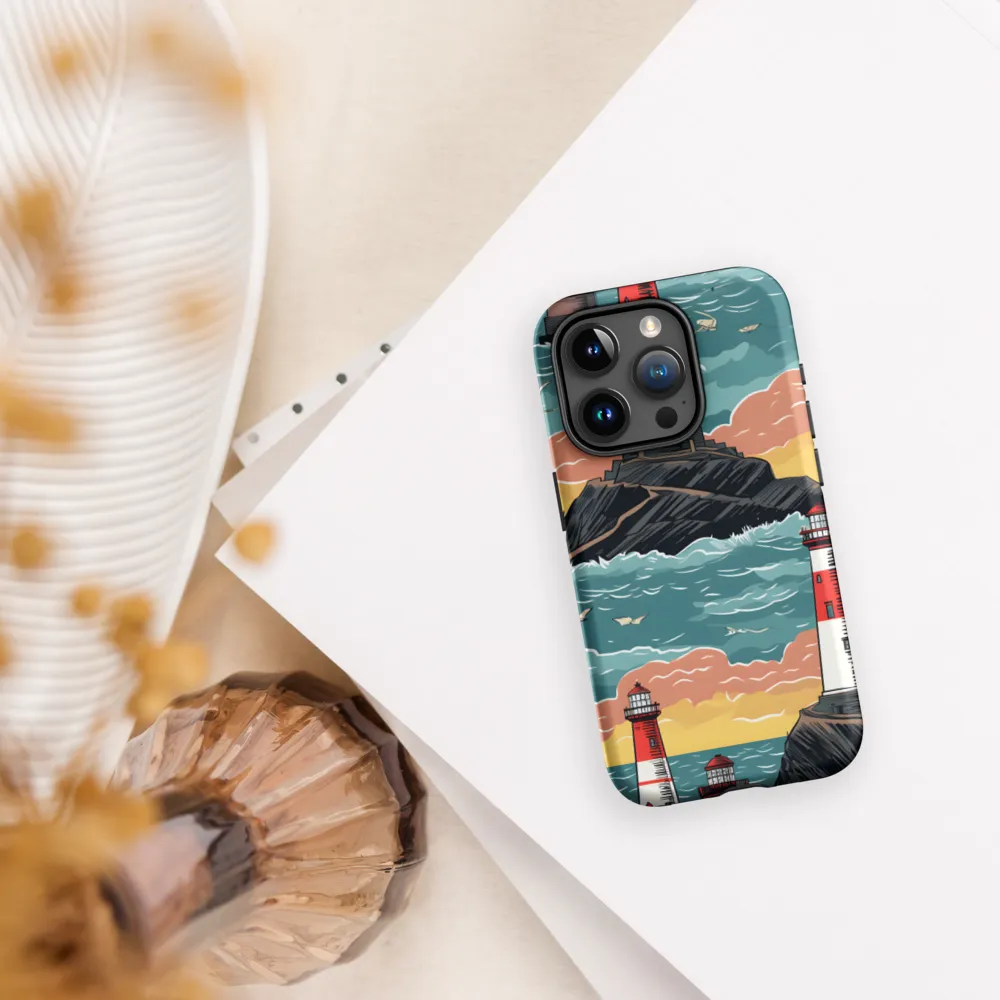 Lighthouses in a Whimsical Ocean | Phone Case |  15 Pro | Tough Case | Matte