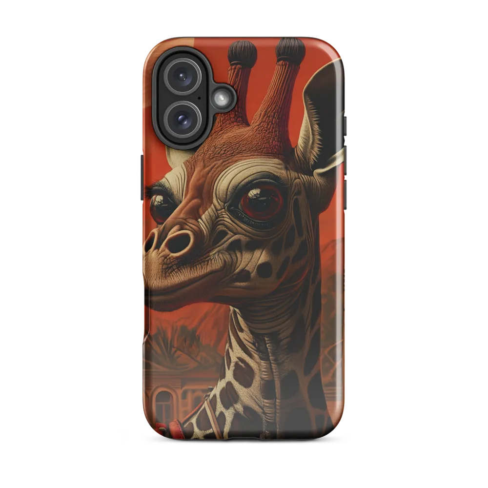 Whimsical Giraffe in an Orange Dreamscape