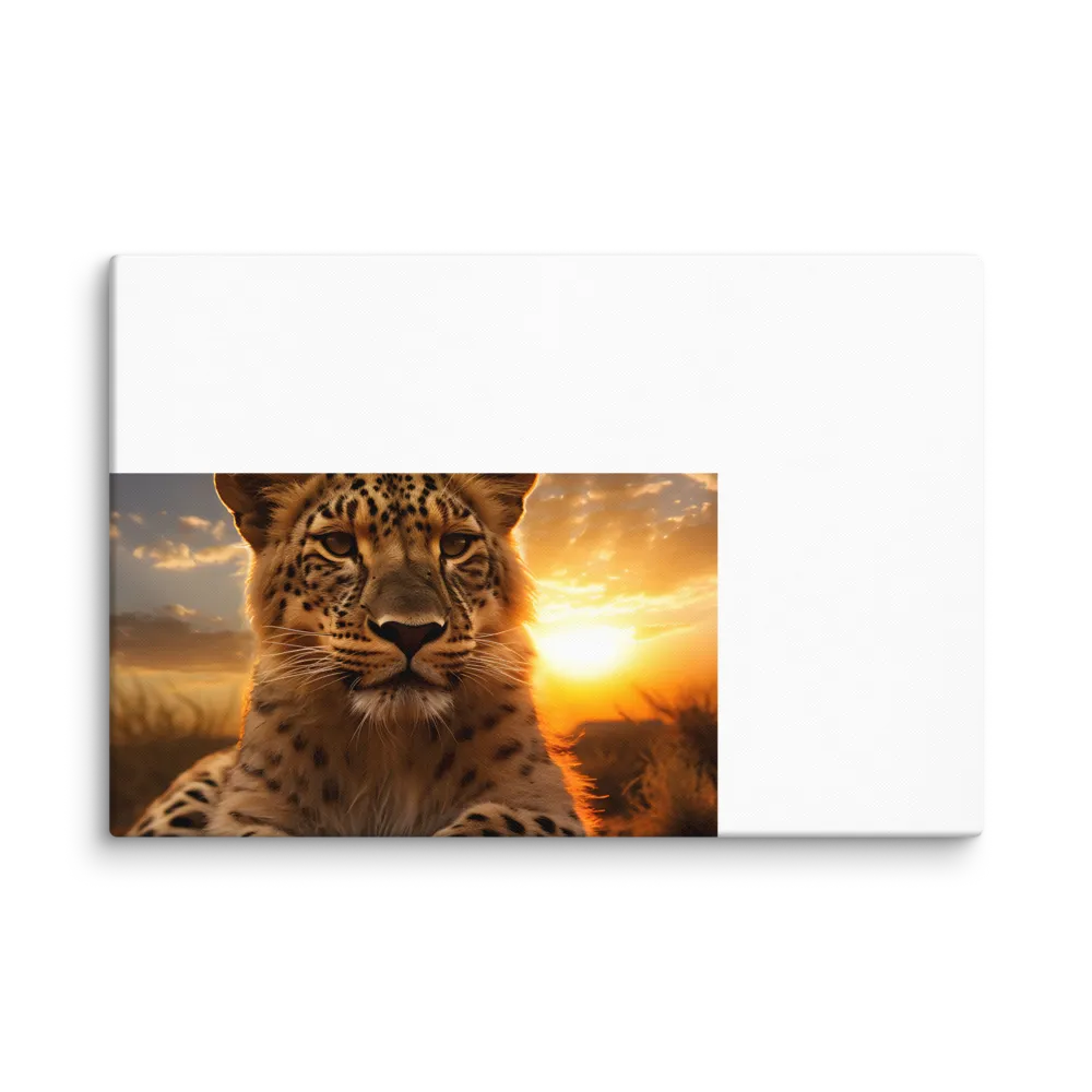 Regal Presence: The Leopard at Sunset | Canvas | 32″×48″