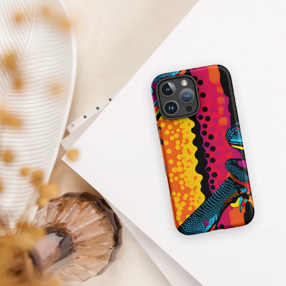 Colorful Encounters: The Playful Geckos | Phone Case |  16 Pro Max | Tough Case | Matte