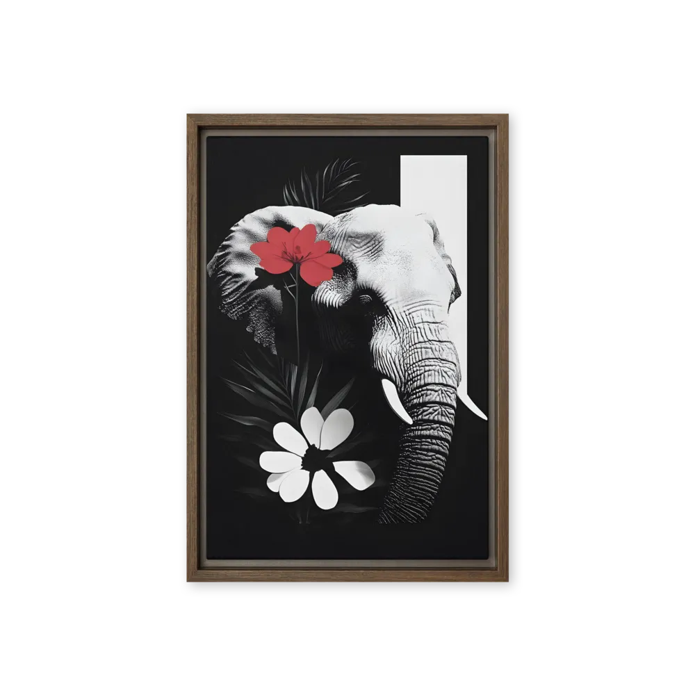 Elephant Harmony | Canvas with Brown Frame | 12″×18″