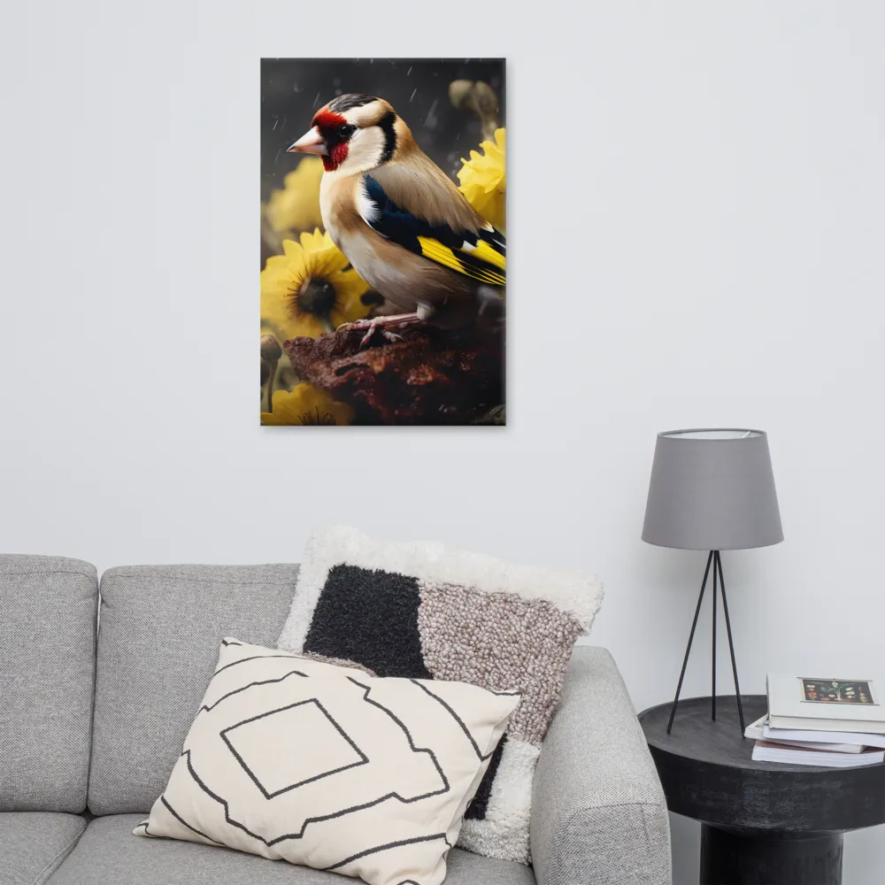 Harmony in Nature: A Goldfinch Amidst Blooms