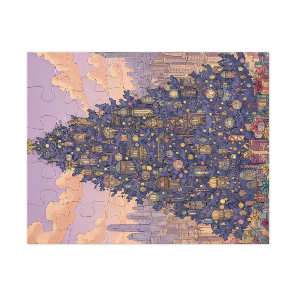 Ornate City Tree 
 Jigsaw Puzzle in Tin Box