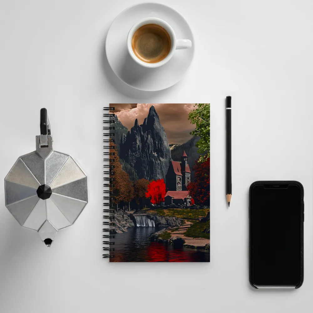 Mystical Fortress Among Crimson Woods | Spiral Notebook