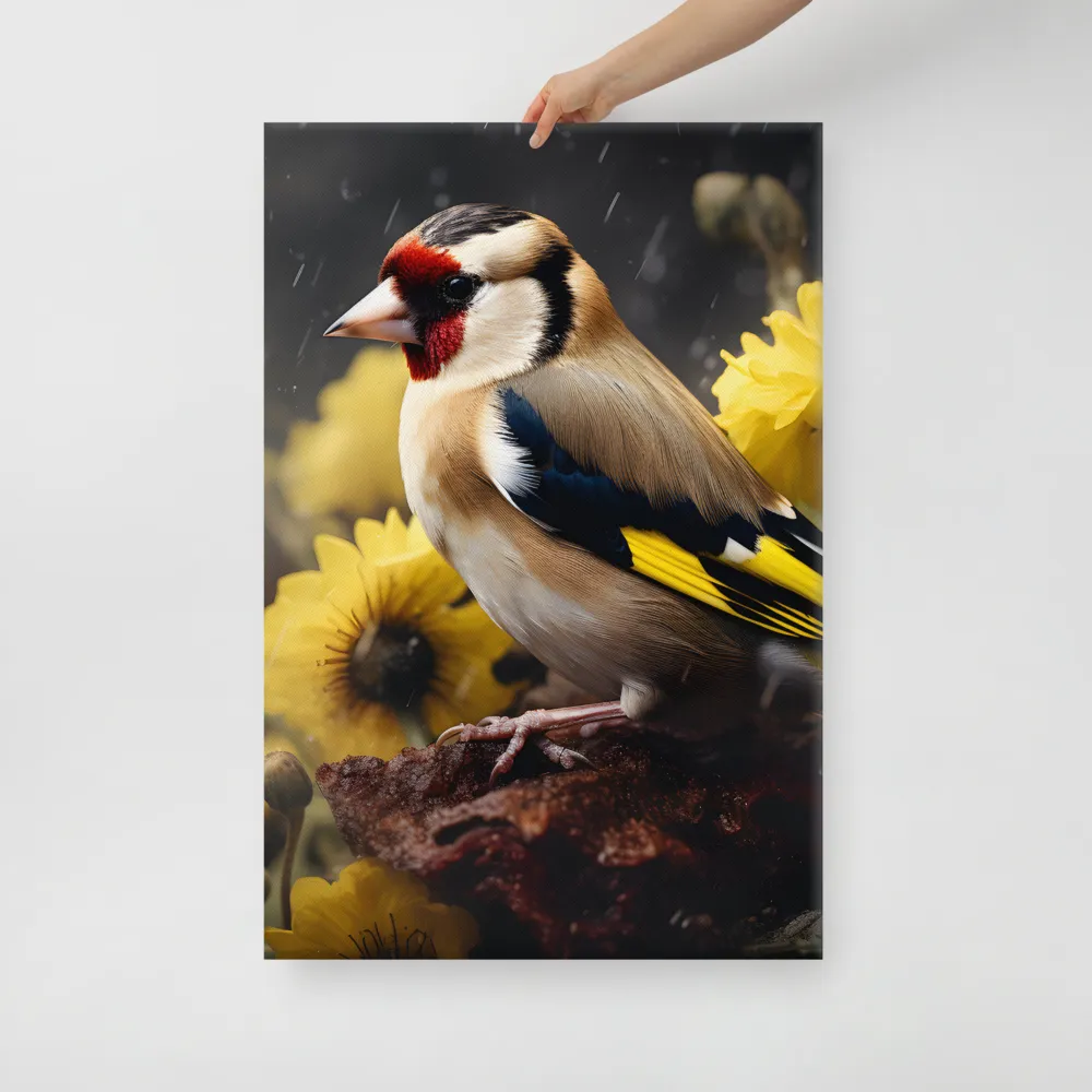 Harmony in Nature: A Goldfinch Amidst Blooms