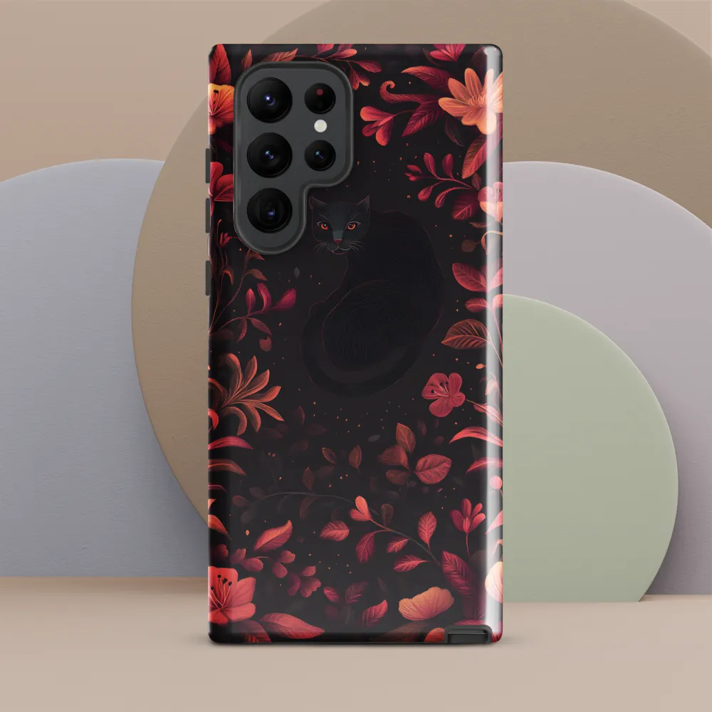 Nocturne in Coral: The Watchful Cat