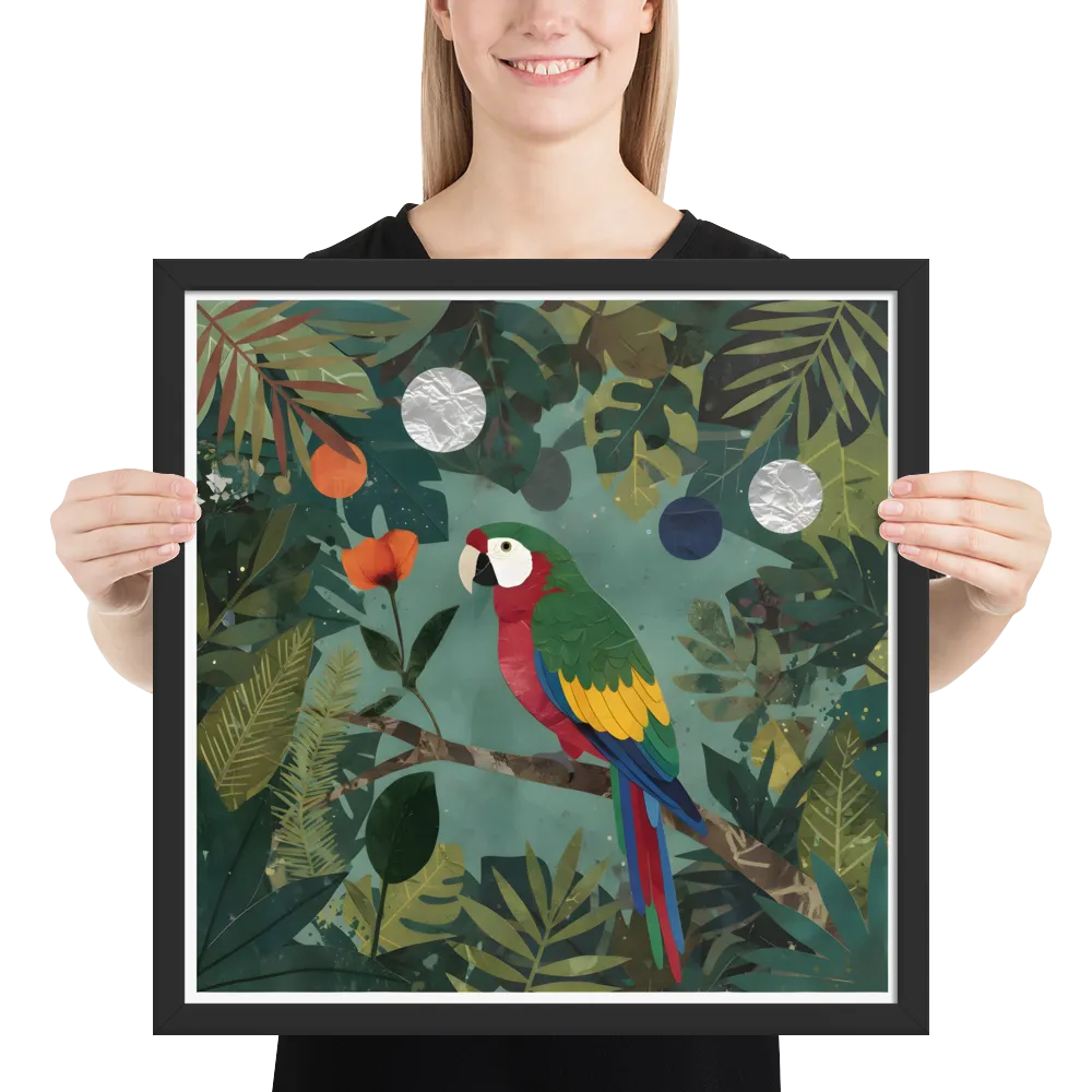 Canopy Parrot 
 Poster with Black Frame | 18″x 18″