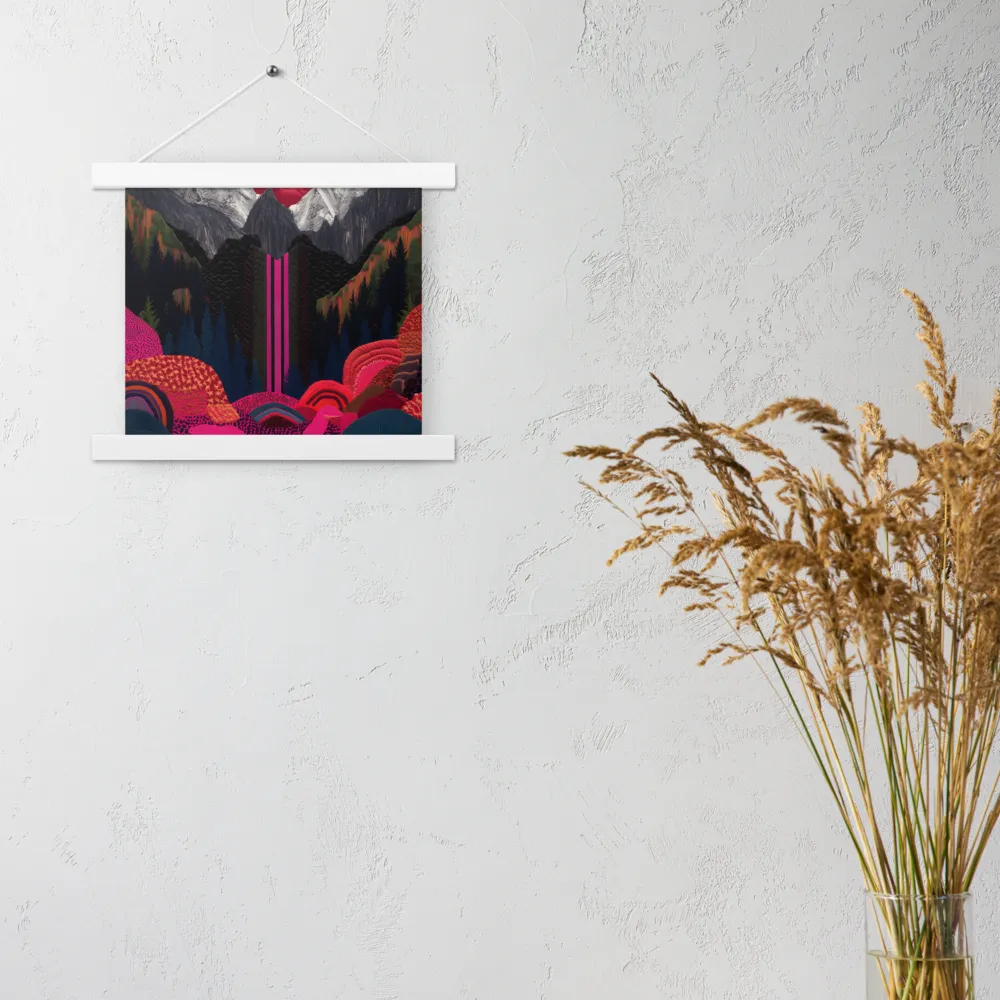 Ethereal Cascade: A Surreal Landscape | Poster With White Wood Hanger | 10″×10″