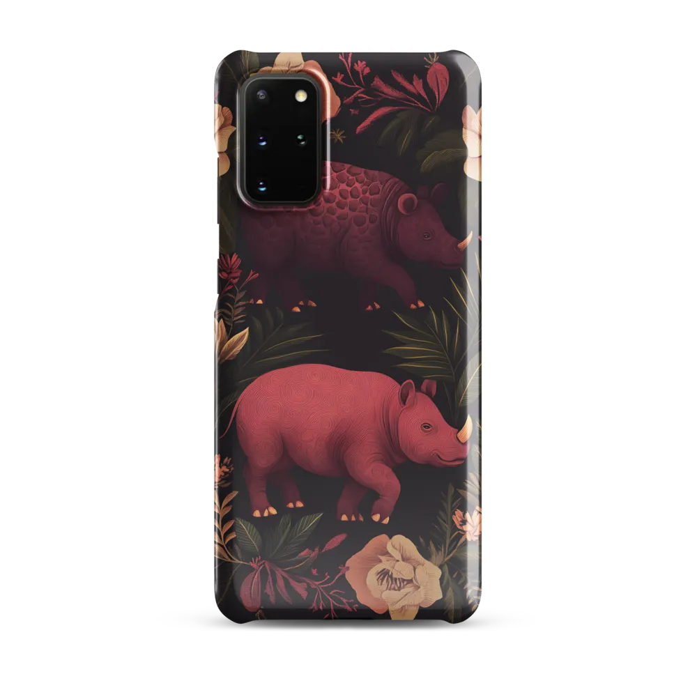 Rhinos in Floral Embrace