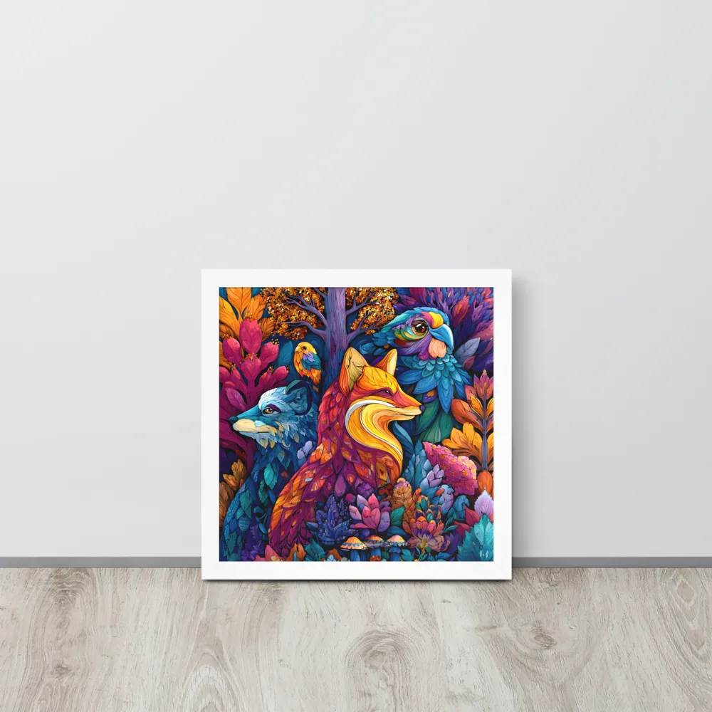 Chromatic Forest Trio 
 Poster with White Frame | 14″x 14″