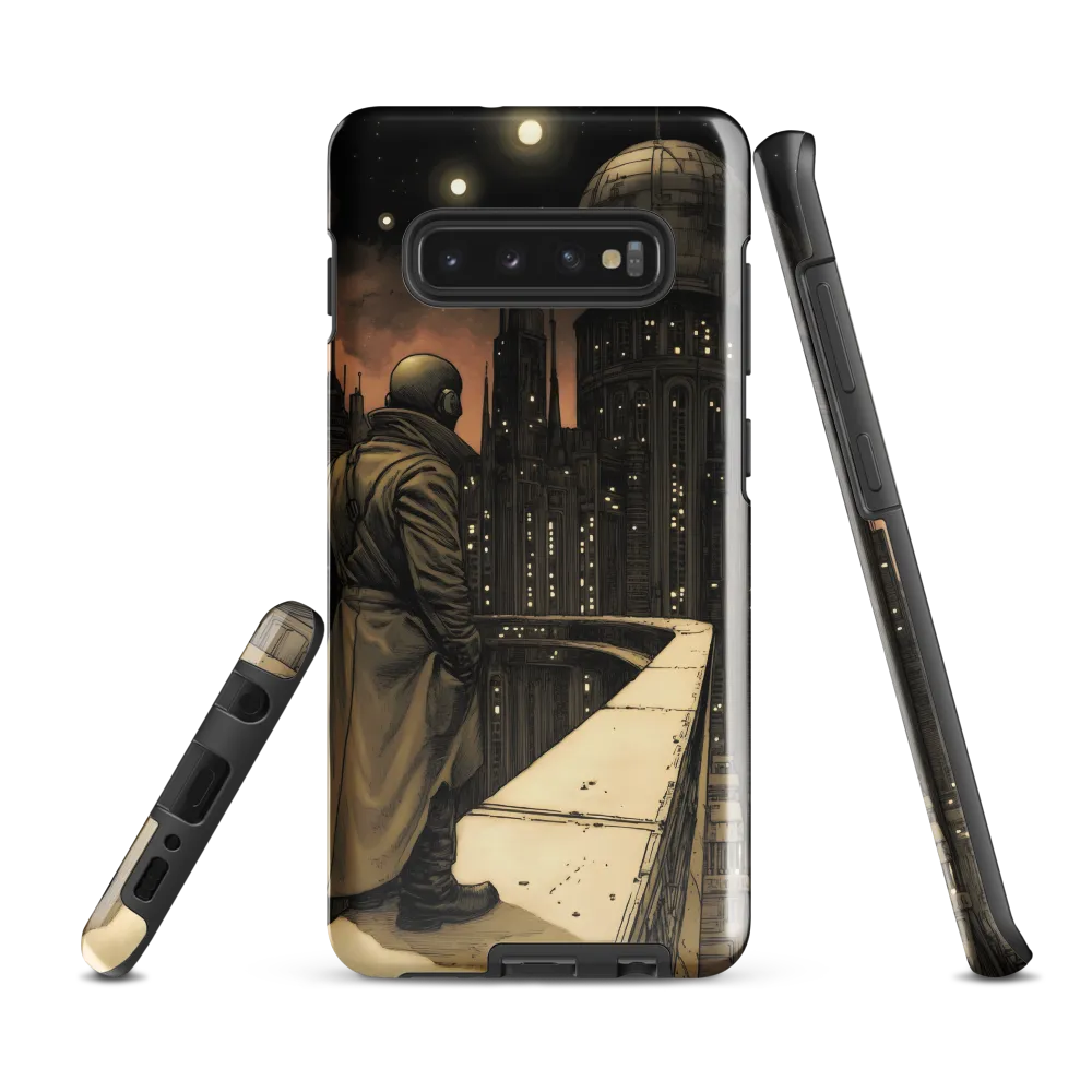 A Contemplative Gaze Over the Futuristic Metropolis | Phone Case |  S10 Plus | Tough Case | Glossy