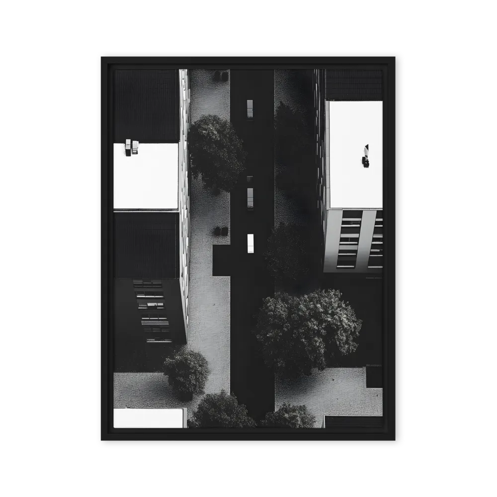 Urban Serenity from Above | Canvas with Black Frame | 24″×32″