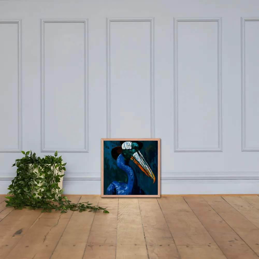 Majestic Absurdity: The Hat-Wearing Bird | Poster with Red oak Frame | 18″×18″
