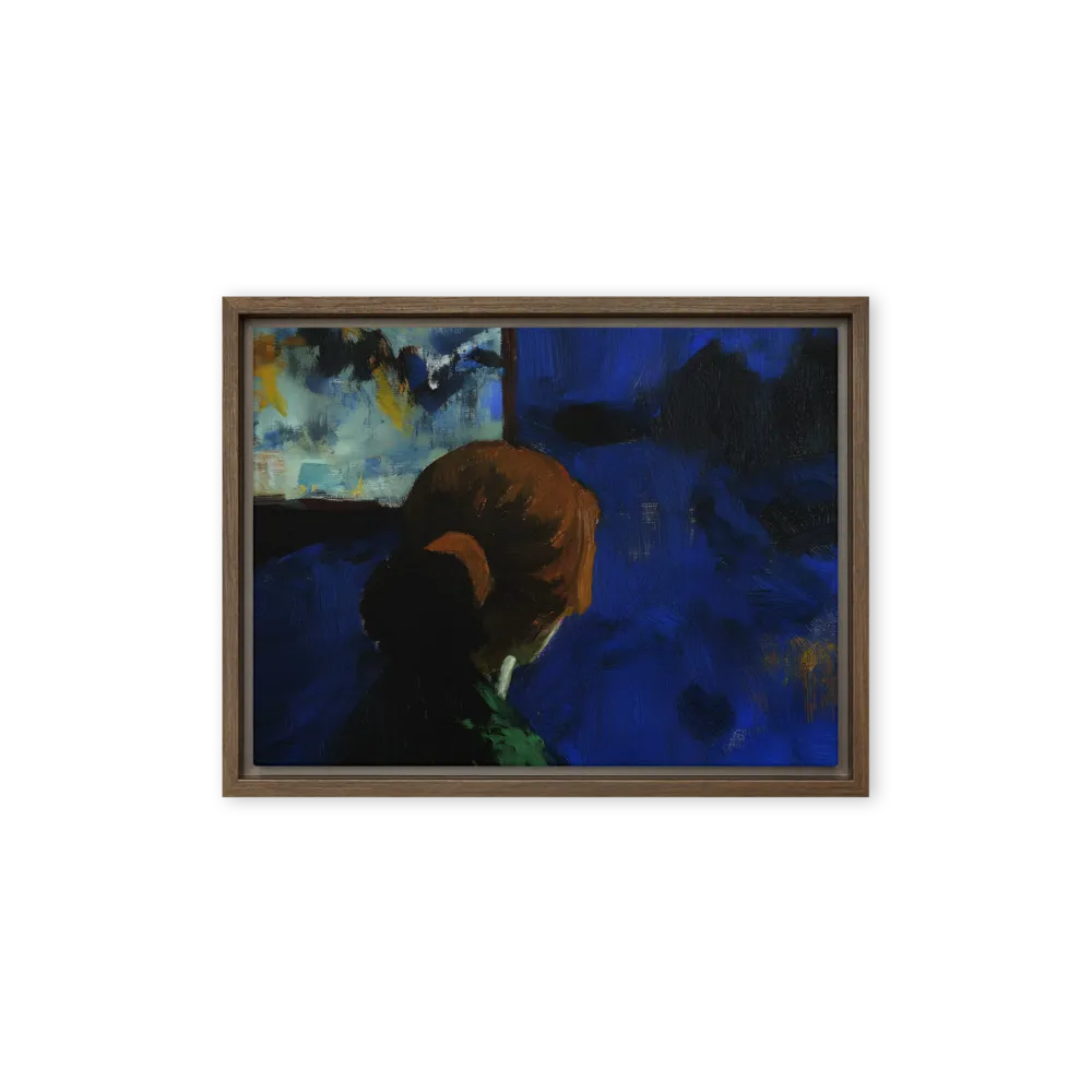 Contemplation Under the Night Sky | Canvas with Brown Frame | 12″×16″