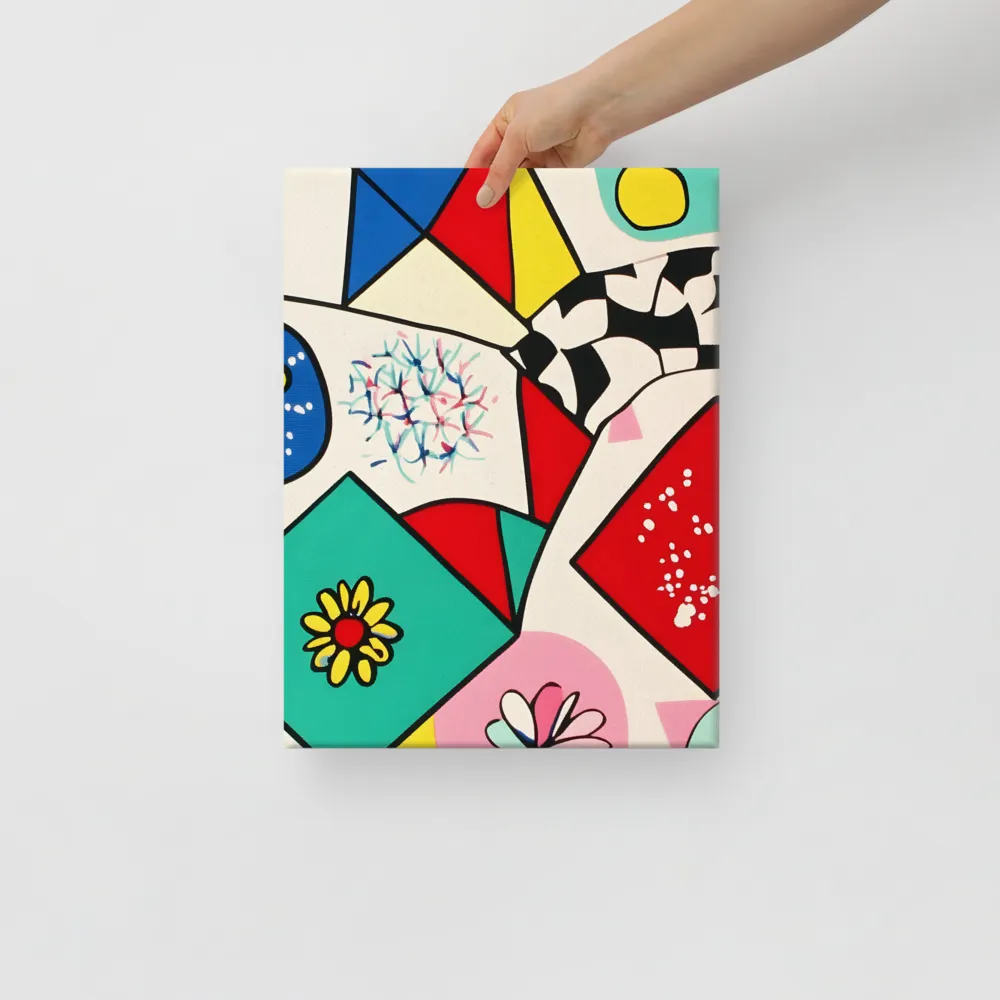 Joyful Geometry: A Playful Dance of Shapes and Colors | Canvas | 12″×16″