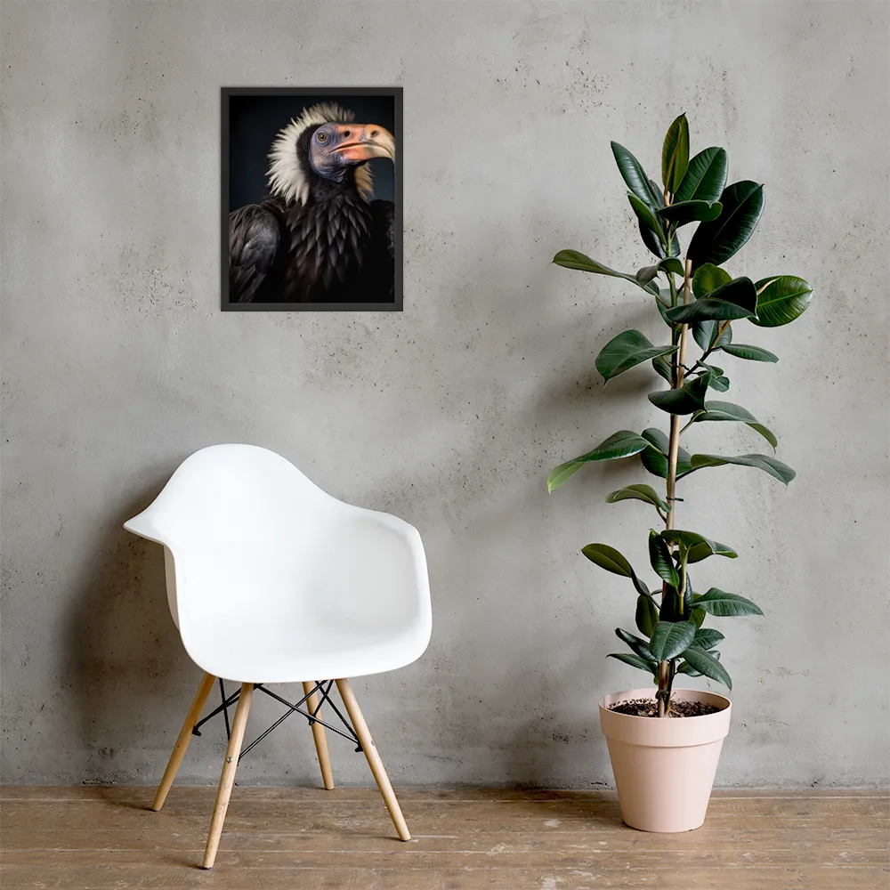 Majestic Vulture Portrait | Poster with Black Frame | 16″×20″