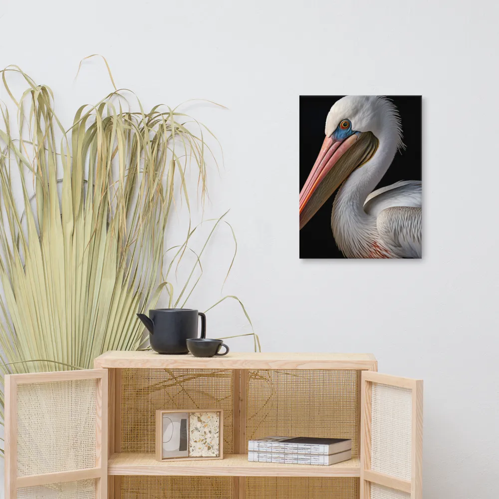 Elegance in White: The Pelican | Canvas | 18″×24″