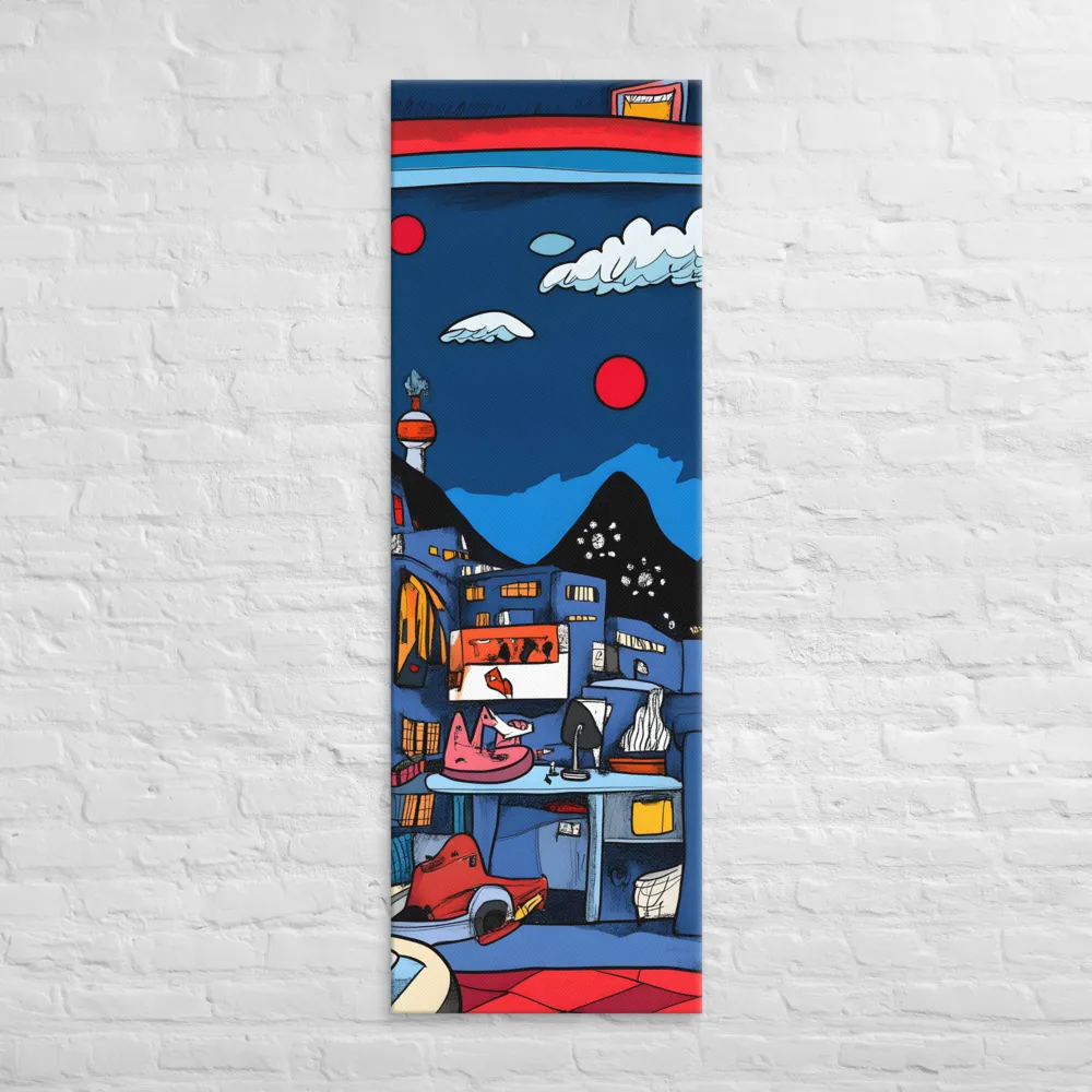 Whimsical Cityscape at Night | Canvas | 20″×60″