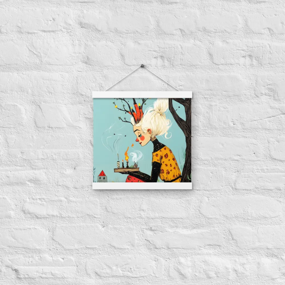Whimsical Nature Girl | Poster With White Wood Hanger | 12″×12″