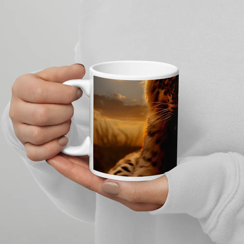 Regal Presence: The Leopard at Sunset | Mug with White inside | 11 oz