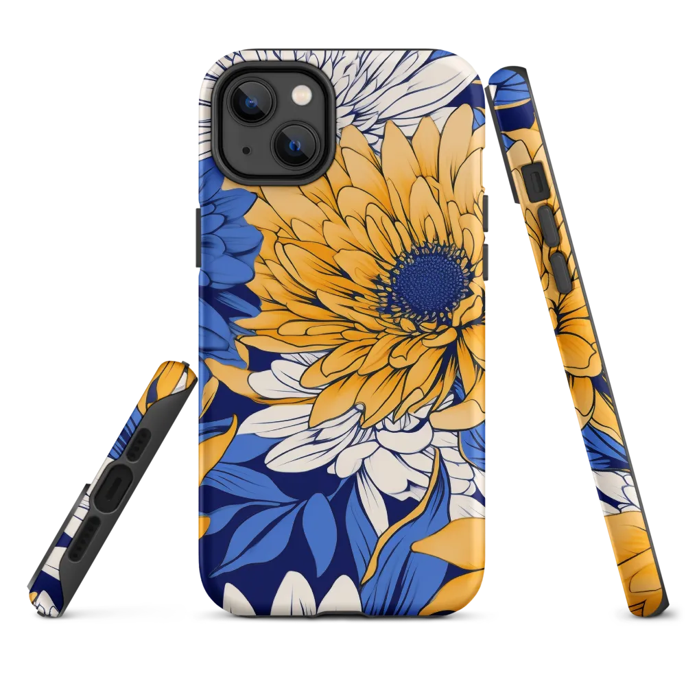 Floral Harmony in Blue and Yellow