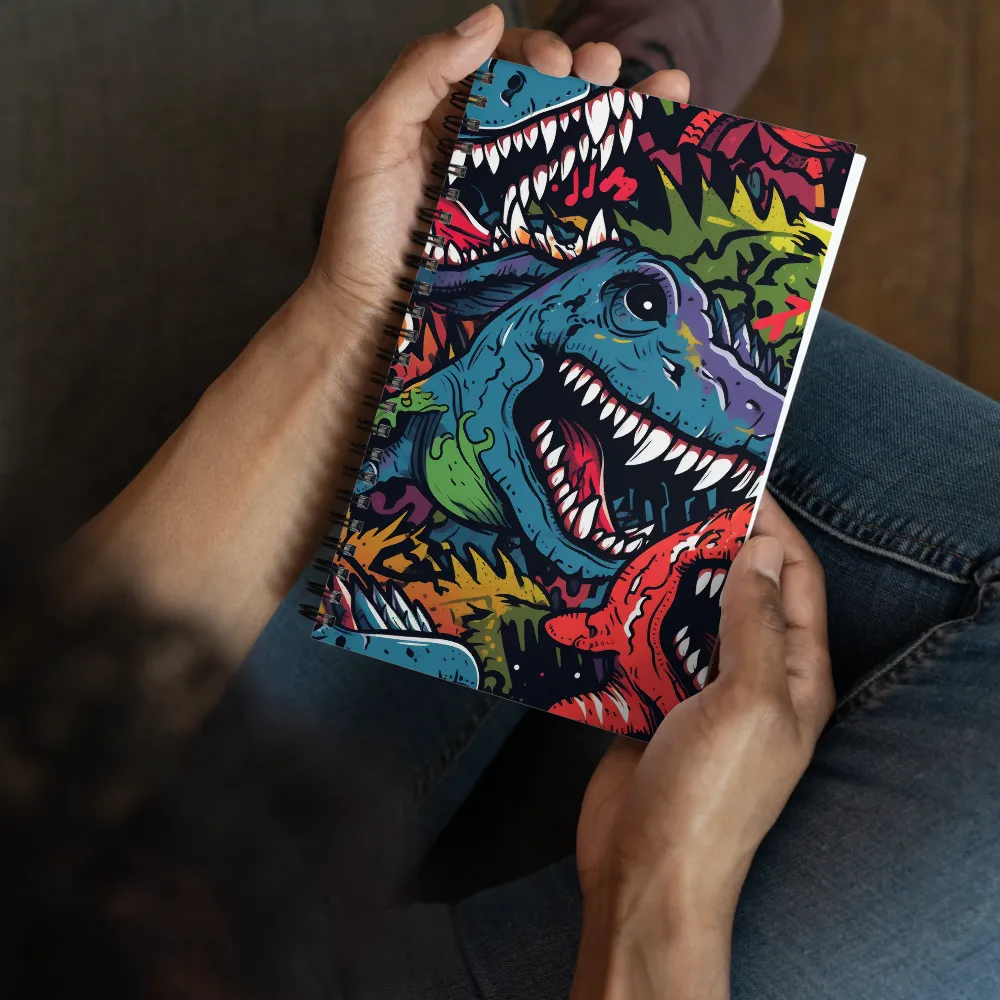 Dino Mania: A Colorful Frenzy | Spiral Notebook