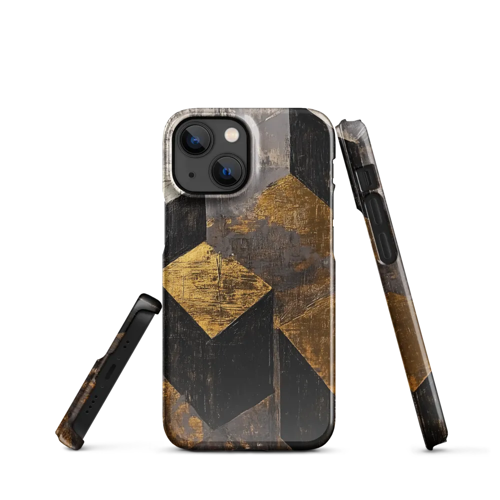 Geometric Harmony in Gold and Black | Phone Case |  13 Mini | Snap Case | Glossy