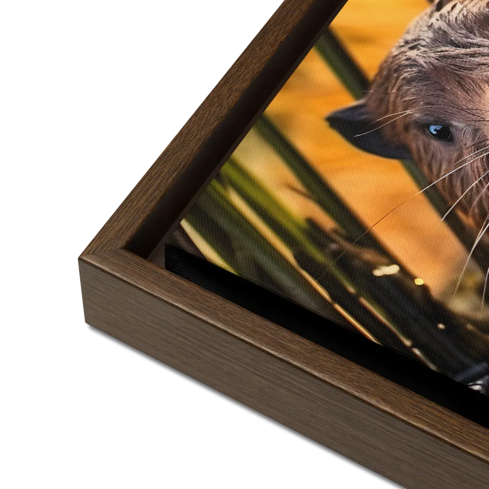 Beaver Serenity: A Natural Portrait | Canvas with Brown Frame | 12″×16″