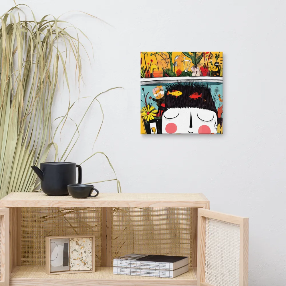 Whimsical Garden Head | Canvas | 16″×16″