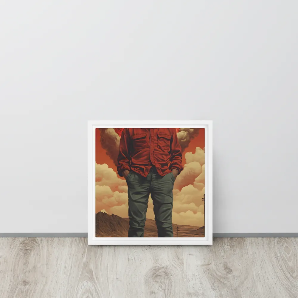 Defiant Spirit in a Surreal Landscape | Canvas with White Frame | 12″×12″