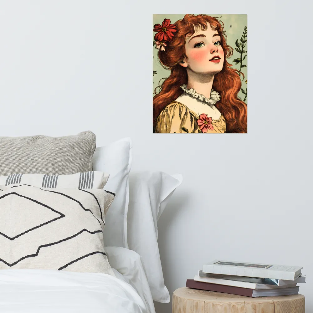 Whimsical Portrait of a Flower-Adorned Girl | Poster | 16″×20″