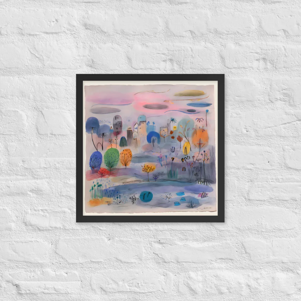 Dreamscape Village 
 Poster with Black Frame | 16″x 16″