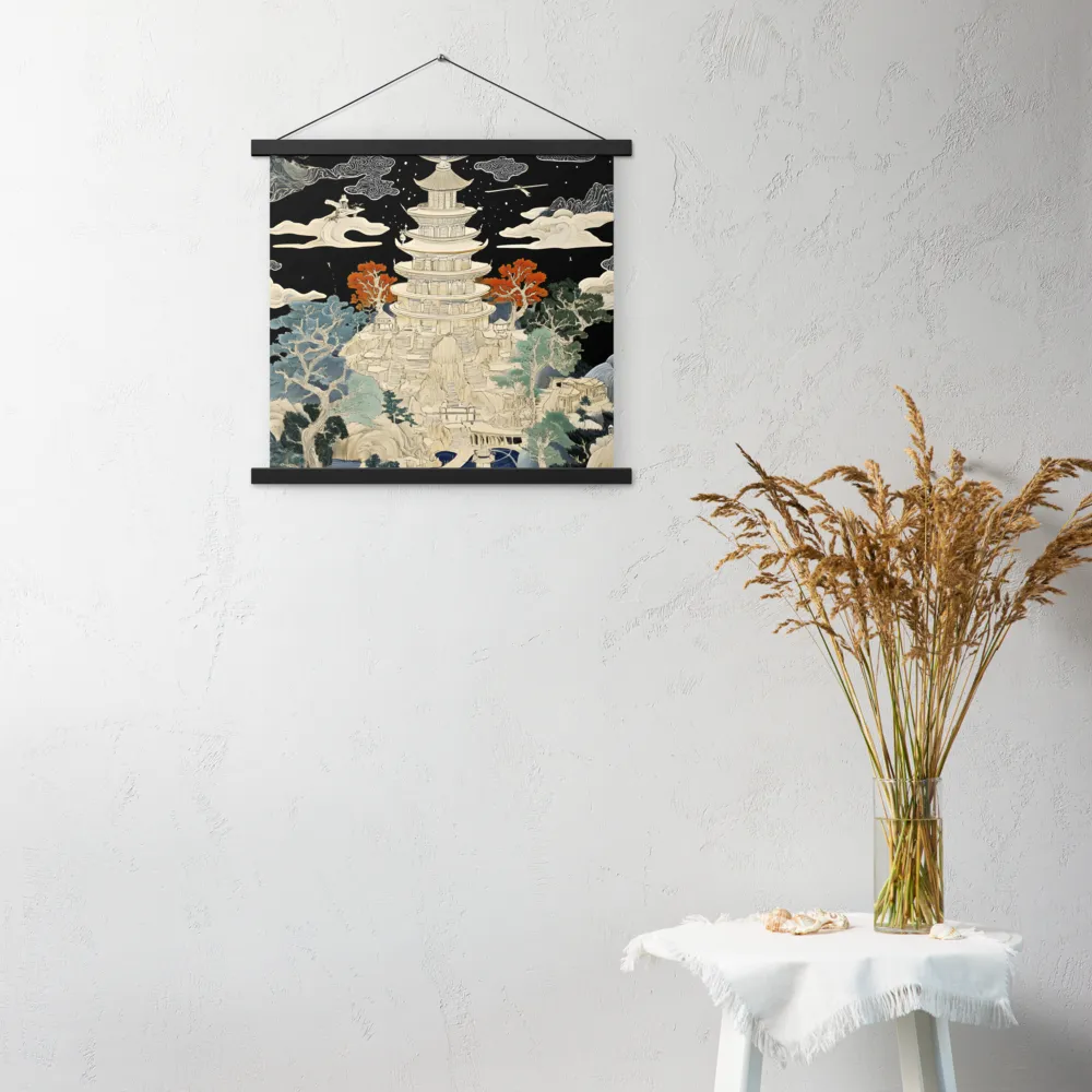 Whispers of the Pagoda | Poster With Black Wood Hanger | 18″×18″
