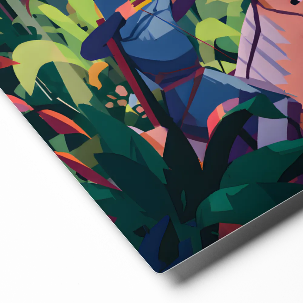 Stylized Jungle Pursuit 
 Metal Print | 12″x 12″