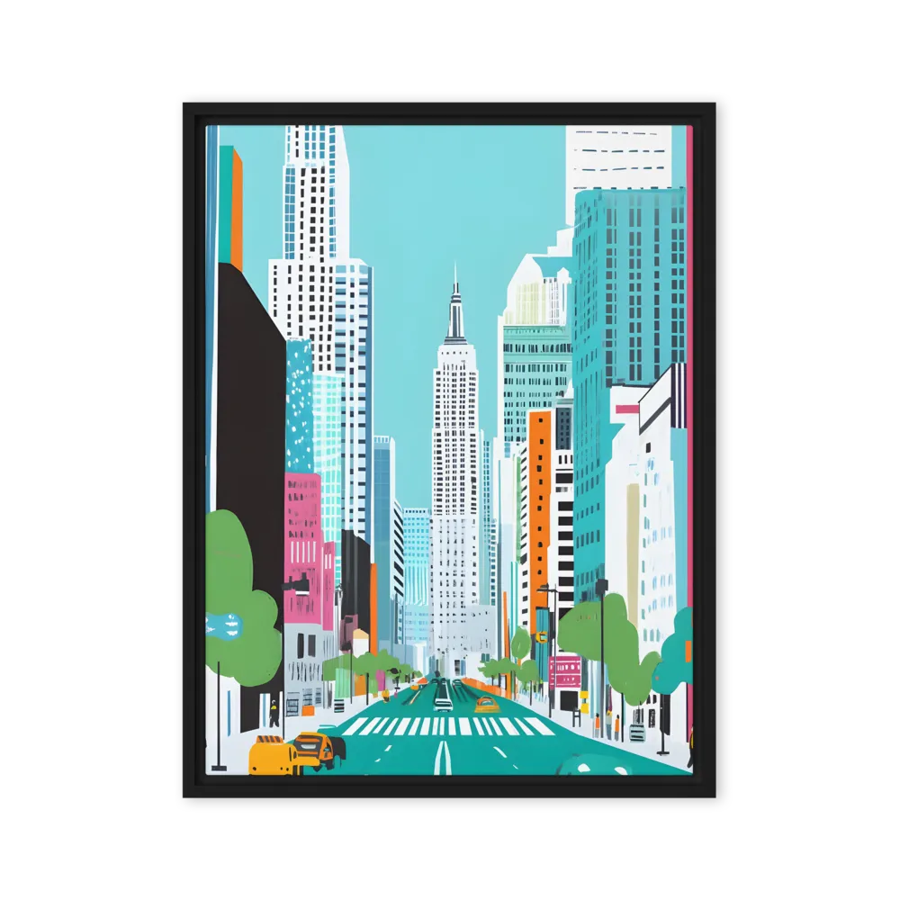 Urban Symphony: A Modern Cityscape | Canvas with Black Frame | 24″×32″