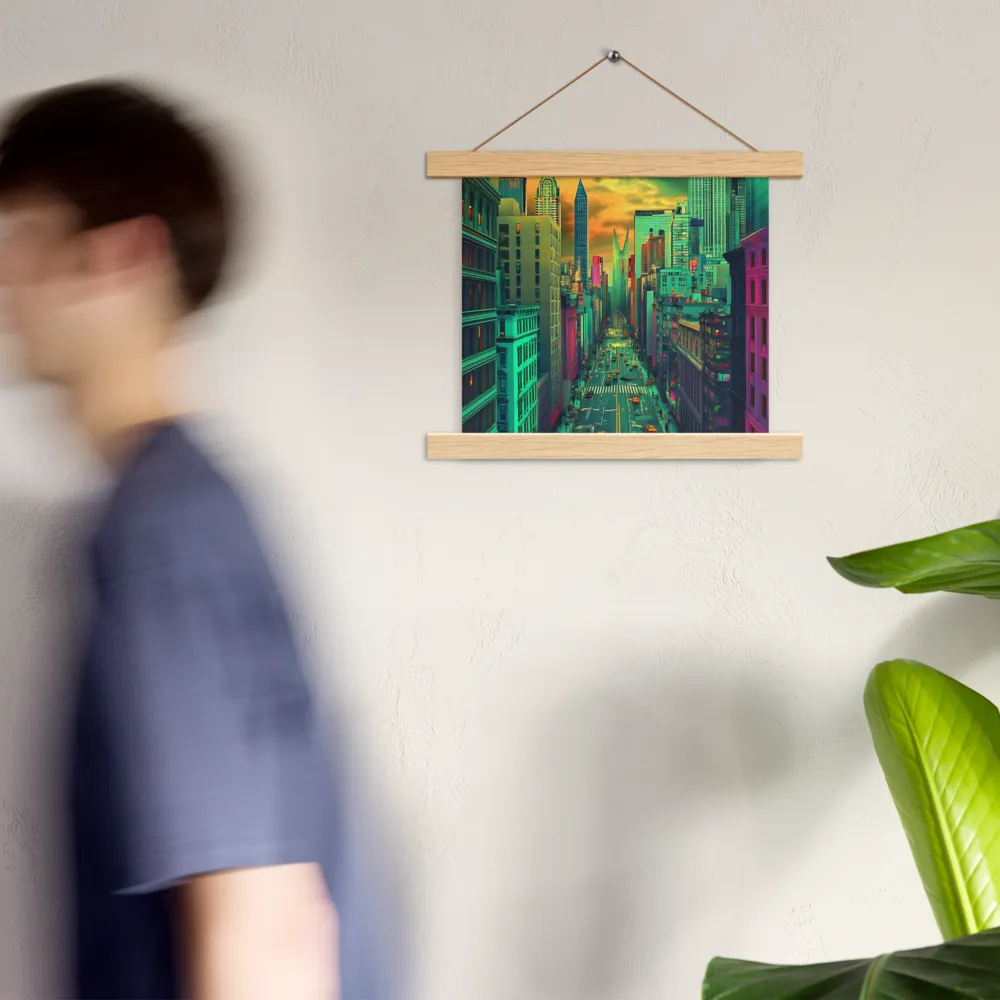 Urban Surrealism: Neon Dreams | Poster With Oak Wood Hanger | 10″×10″