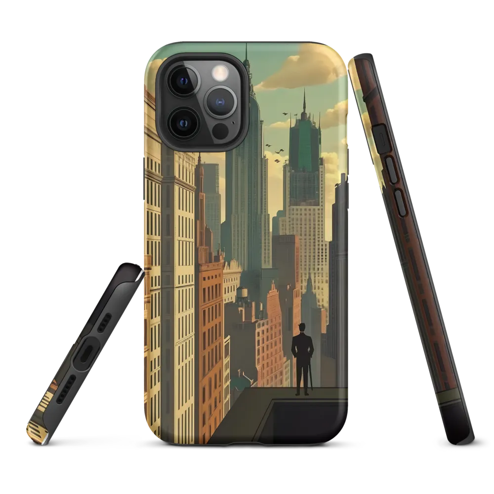 Urban Dreams: A Silhouette in Art Deco Cityscape