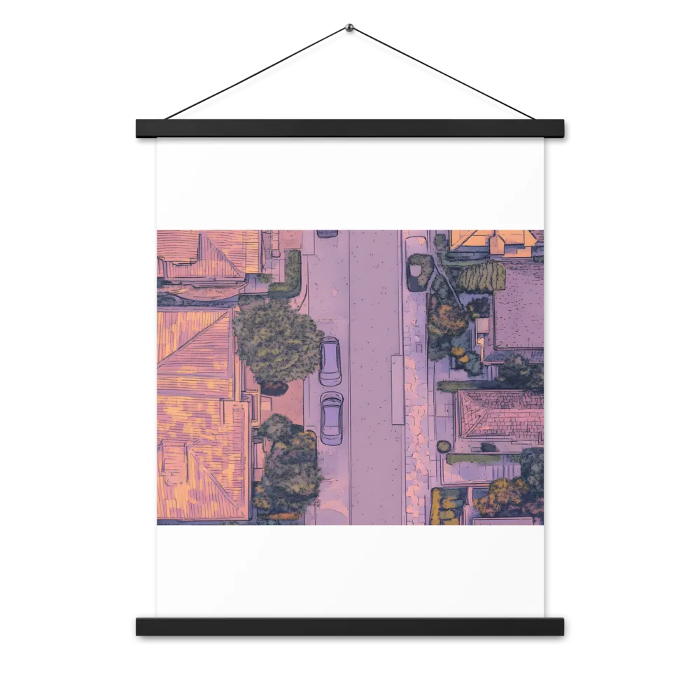 Aerial Serenity: Suburban Oasis | Poster With Black Wood Hanger | 18″×24″