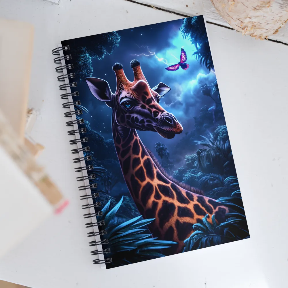 Mystical Giraffe in Twilight Jungle | Spiral Notebook