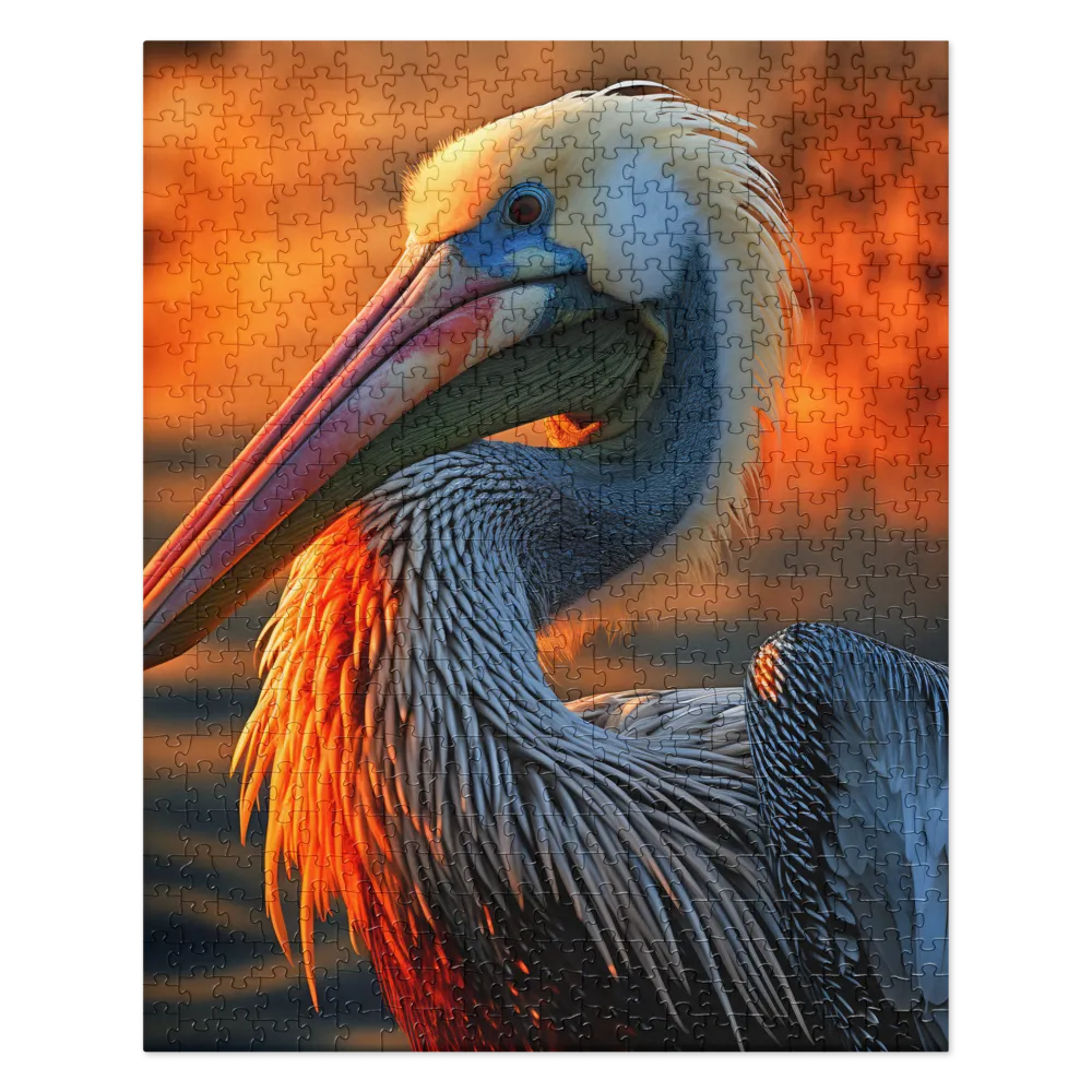 Elegance of the Pelican at Sunset | Jigsaw Puzzle | 520 pieces