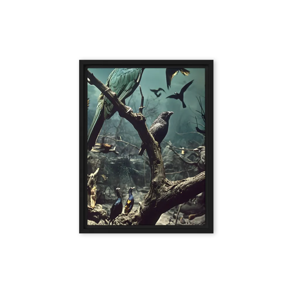 Whispers of the Avian Realm | Canvas with Black Frame | 9″×12″