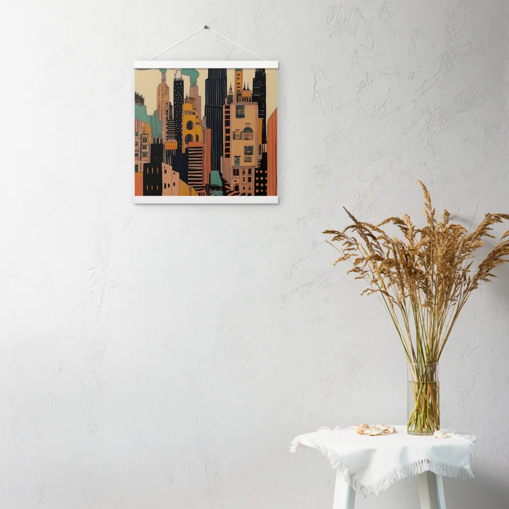 Urban Symphony in Ink | Poster With White Wood Hanger | 16″×16″