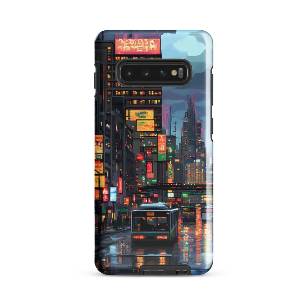 Neon Dreams: A Pixelated Urban Night | Phone Case |  S10 Plus | Tough Case | Glossy