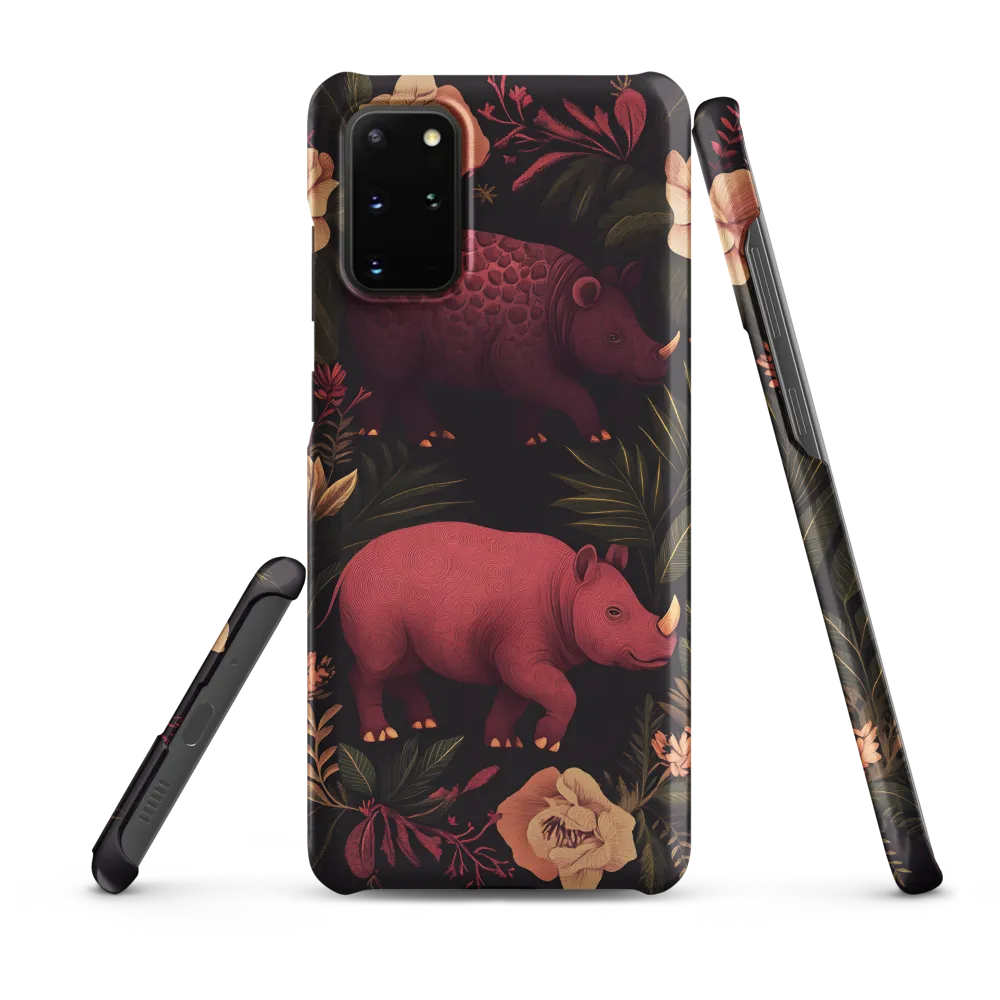 Rhinos in Floral Embrace
