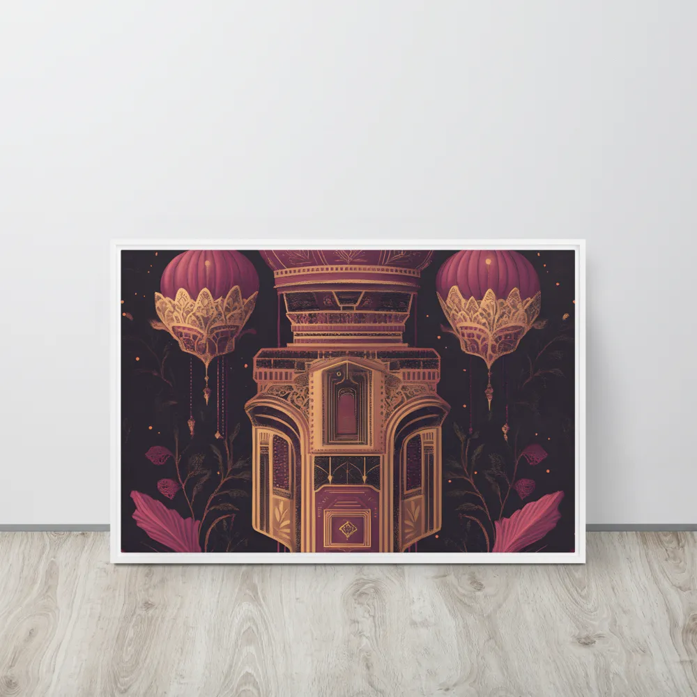 Ornate Harmony: A Digital Floral Architecture | Canvas with White Frame | 20″×30″